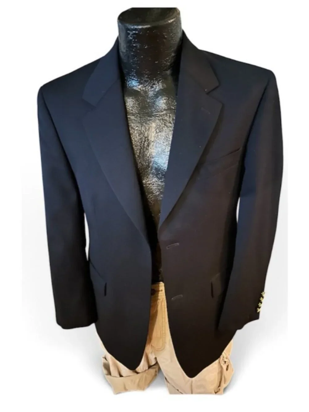 Ralph Lauren Mens 36S Navy 100% Wool Blazer Gold Crest Buttons